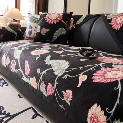 Housse de Canapé en Velours Cristal Tapis de Canapé Américain Vintage Jacquard Dossier de Canapé Antidérapant Housse de Coussin de Canapé de Luxe Léger Tissu Serviette 70x70cm 1pcs