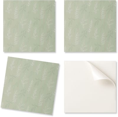 Set zelfklevende vinyltegels met print voor de woonkamer, plantenbladmotief, 9x30x30 cm