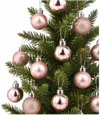 Decoris Kleine kerstballen - 30x stuks - lichtroze - D3 cm - kunststof - kerstversiering