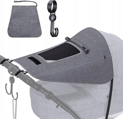 Universele Kinderwagen Zonnekap - UV 50+ Bescherming, Waterdicht, Grijs