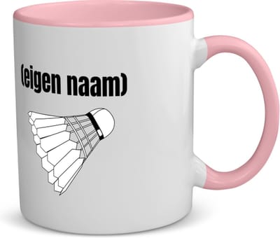Akyol - badminton shuttle met eigen naam koffiemok - theemok - roze - Badminton - badmintonner - sport - verjaardag cadeau - kado - geschenk - 350 ML inhoud