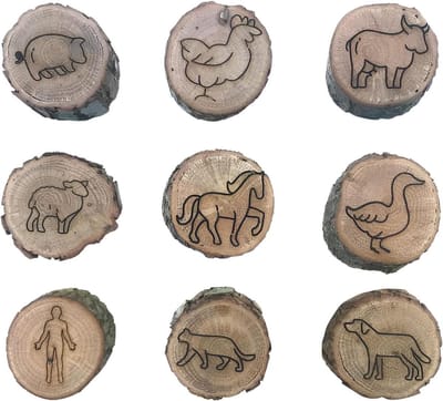 Dierenstempel Set - Pootafdruk Stempels - Creatief Knutselen - Handgemaakt Hout - 114 cm Lengte - Niet Van Toepassing