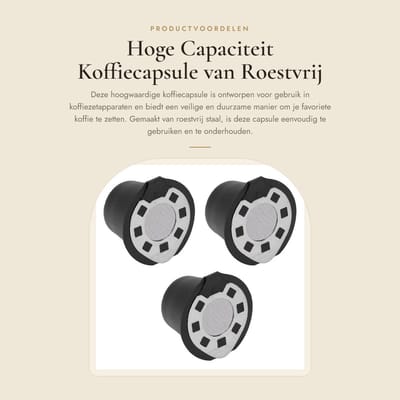 Dailygoods- Koffiecapsule Hoge Capaciteit - Roestvrij Staal - Koffiefilterhouder - Herbruikbaar - Inclusief Lepel/Borstel - Afmetingen 37x25x30mm - Koffiefilter