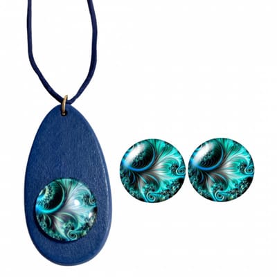 Set Amara ketting clip oorbellen Blauw - Charme Bijoux