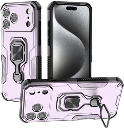 MobyDefend Hoesje - Geschikt voor iPhone 17 Pro Max - Dubbelgelaagde Pantsercase Met Standaard - Roze