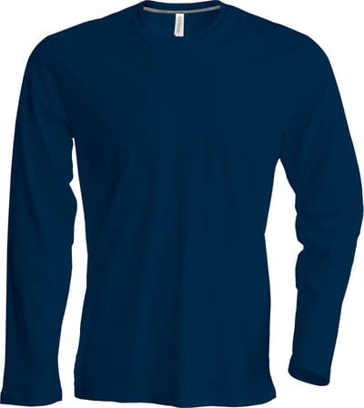 Kariban Heren Slim Fit Lange Mouw Crew T-Shirt Hals (Marine)