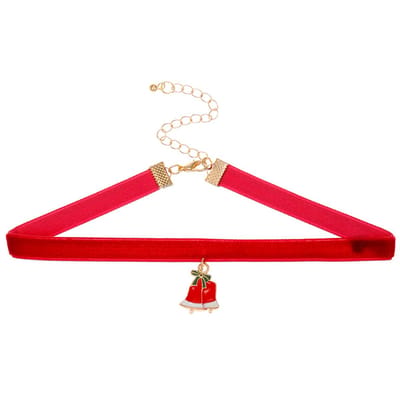Plux Fashion Bel Choker - Rood - 10mm/30cm + 5cm verlengstuk - Sieraden - Kerst Choker - Choker - Stoffen Choker - Luxe Choker - Sieraden Cadeau - Duurzame Kwaliteit - Kerst - Christmas Choker - Bell Choker