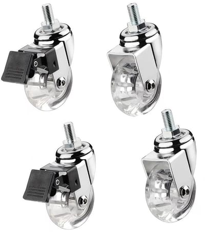 Zwenkwielen Met Schroefdraad - Meubelwielen Transparant PU - Meubels Verplaatsen - Met Rem Functie - 35/50mm M8 M10 - Transparant