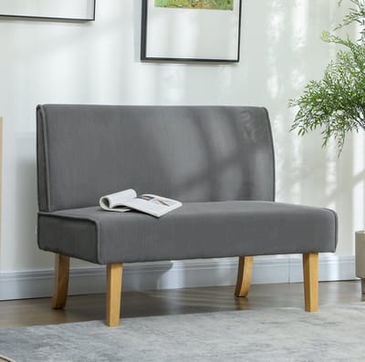 STILVORA Zitbank 110 Cm - 2-Zits Sofa Met Cordlook En Houten Poten - Compact Voor Woonkamer En Slaapkamer - Polyester Grijs