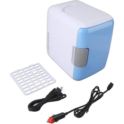 Mini réfrigérateur portable 4 L, refroidissement, chauffage, faible bruit, porte unique, pour voiture L bleu