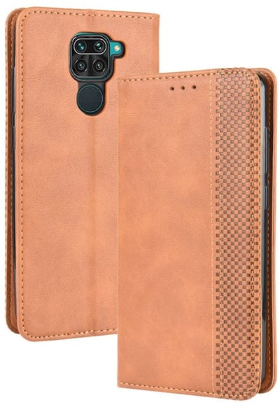 Coverup Hoesje - Geschikt voor Xiaomi Redmi Note 9 Hoesje - Coverup Vintage Style Book Case - Bruin