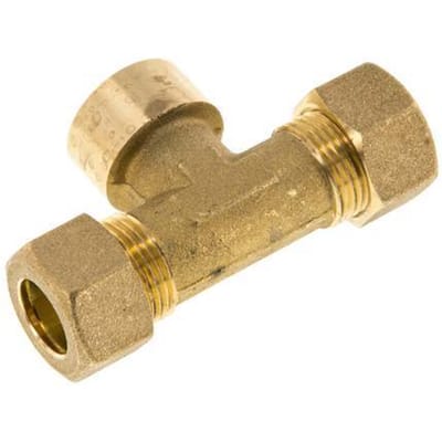 G 1/2'' x 14mm Messing T-stuk Knelfitting 89 Bar DIN EN 1254-2