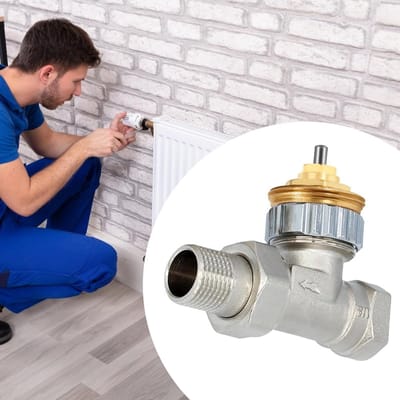 Thermostaatventiel - Radiatorinzetstuk - Verwarming regelen - Messing behuizing - M30 x 15 - Zilverkleurig