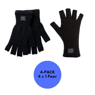 Heatkeeper - Vingerloze thermo handschoenen heren - Zwart - S/M - 4-Paar - Handschoen winter