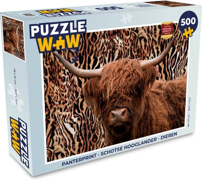 Puzzel Panterprint - Schotse hooglander - Dieren - Legpuzzel - Puzzel 500 stukjes