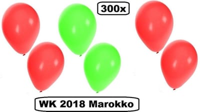 300x WK Ballonnen Marokko rood/groen