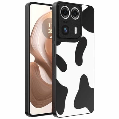 Geschikt voor Motorola Edge 50 Ultra Telefoonhoesje met Koeienvlekken Opdruk - TPU Backcover Case With Cow Patches Design - Smartphonica geschikt voor Motorola Edge 50 Ultra