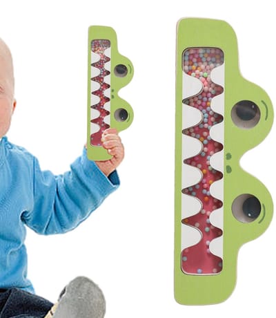 Houten Regenmaker - Sensorisch Speelgoed - Baby Muziek - Dierontwerp - 20 cm - Krokodil