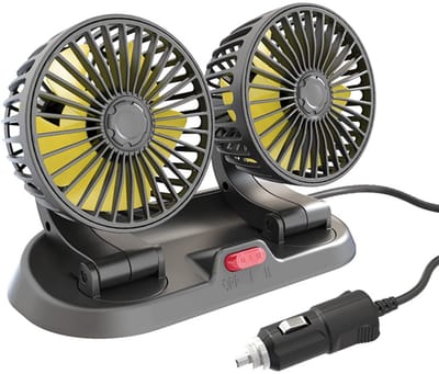 aladdien - Auto Ventilator - Elektrische Koelventilator - Dual Head - Sedan - Luchtcirculatiepomp - 12 Volt - Geschikt voor voertuigen - Kleur Sedan