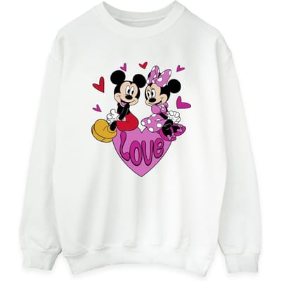 Disney Dames/Dames Love Hearts Mickey & Minnie Mouse Sweatshirt (Wit)