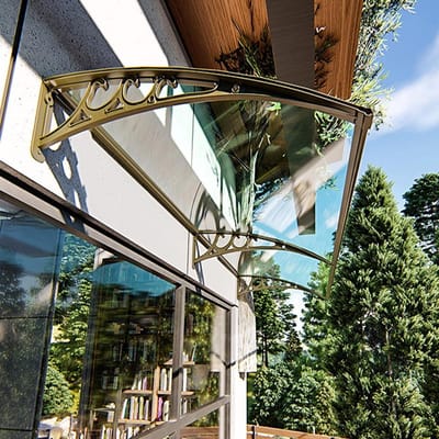 Moderne Deurluifel - Voordeur Afdak - Bescherming Buiten - Gebogen Polycarbonaat - 60x230cm - Transparant