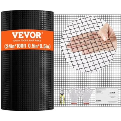 VEVOR VolièRedraad 24" X 12" Tuinhek 1,06 Mm Gaasomheining Op Rol Met Vinyl Gecoate Draadomheining voor KippenhokbarrièRes, Konijnen- en Slangenhekken, Pluimveestallen