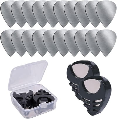 20 Stuks RVS Plectrums met Opbergdoos voor Elektrische Gitaar, Bas en Ukulele - Perfect voor Muziekliefhebbers