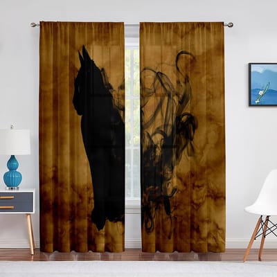 Schattig Zwarte Kat Transparant Voile Gordijn Cartoon Dier Raam Chiffon Tule Gordijnen voor Woonkamer Slaapkamer Decoratie Moderne Gordijnen 1 PCS W100XH250cm&Grommet Top