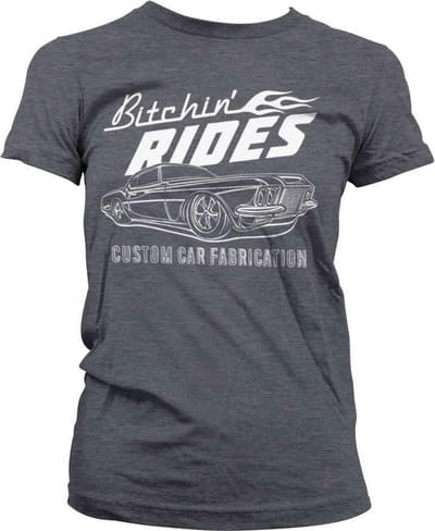 Bitchin' Rides Dames Tshirt -S- Custom Car Fabrication Grijs