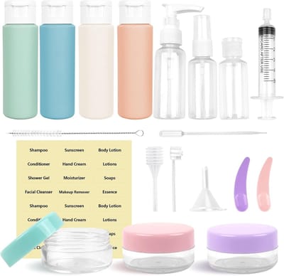 Set van 20 Refillable Reiskledingflessen 60ml voor Shampoo, Lotion en Cosmetica - Handige en Leichte Flessen voor Toilettas en Reizen