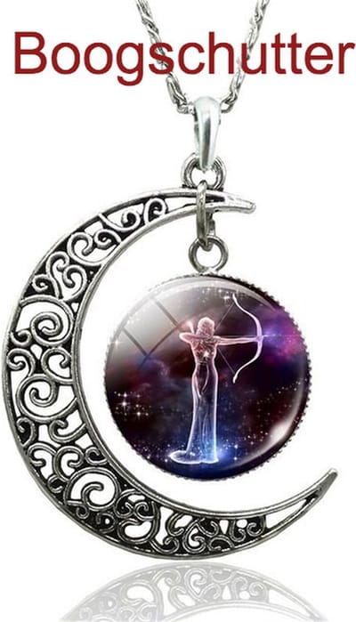 My Sweet Romance® Sterrenbeeld Boogschutter Ketting – Lichtgevende Hanger – Sagittarius – Zilverkleurig – 47 cm – Glow in the Dark