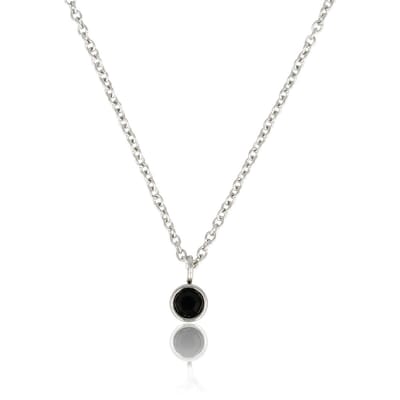 My Bendel - Zilverkleurige Ketting met Zwart Zirkonia Steentje - Zilverkleurige Ketting met Zwart Zirkonia Steentje, Verkleurt Niet - met Luxe Cadeauverpakking | Sieraden Voor Dames