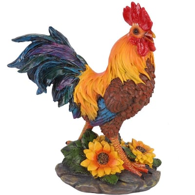 Statue de coq décorative d'extérieur, décoration de jardin, cour, maison, sculpture, artisanat d'art orange
