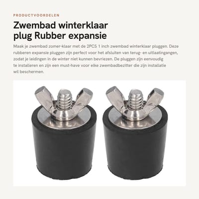 Dailygoods- Zwembadplug - 2 Stuks - Rubberen Expansie Pluggen - RVS Schroef - Multifunctioneel - Voor Winterklaar Maken - Zwembadstop