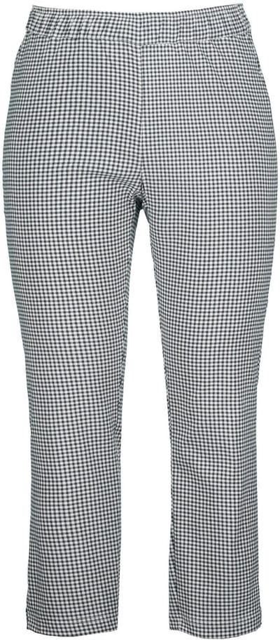 Ulla Popken - Dames - 7/8-bengalin broek Sienna vichyruit zeer elastisch - Zwart - Maat 60