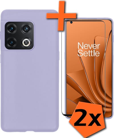 Hoes - Met 2x Screenprotector - Geschikt voor OnePlus 10 Pro - Sterk & Shockproof - Back Cover - Siliconen Case - Telefoon Hoes - Lila