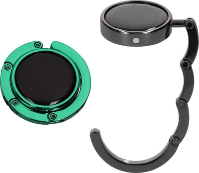 kwmobile tashanger voor tafels - 2 stuks - Uitvouwbare tassenhanger - Draagbare Tassenhaak - Hang je tas veilig op in restaurant en bar - In zwart / petrol