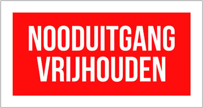 Pictogram/ bord | "Nooduitgang vrijhouden" | 30 x 15 cm | SOS | Niet parkeren | Brandweer | Nooddeur | Rood | Ambulance | 1 stuk