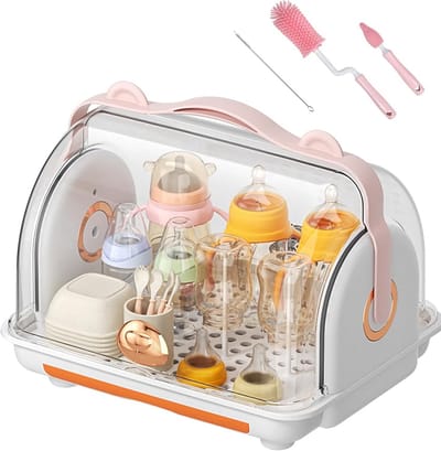 Babyfles Droogrek - Flessenhouder - Flessen Drogen - Stofdichte Opbergdoos - 37 x 29 x 29 cm - Transparant