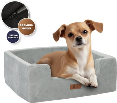 Pet Perfect Orthopedische Autostoel Hond - Luxe Hondenmand Auto - met veiligheidsriempje - Wasbaar - Grijs - M
