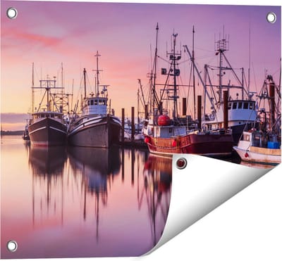 Gards Tuinposter Schepen in de Haven - Boten - 50x40 cm - Tuindoek - Tuindecoratie - Wanddecoratie buiten - Tuinschilderij