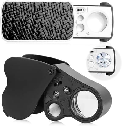 Jewelers Magnifier Set met LED en UV Licht - 2 Verrekijkers voor Sieraden, Edelstenen en Munten - 30X, 60X en 90X Vergroting