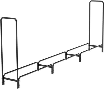 Houtrek Buiten - Haardhout Opslag - Hout Kachel - Roestbestendig Frame - Ruime Opslag - Zwart