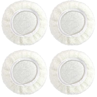 Dailygoods- Lamswol Pad - 4 Stuks - Polijstpad voor Auto - Polijstpad voor Meubels - Wasbare Polijstkap - Geschikt voor 9-10 Inch Polijstmachines