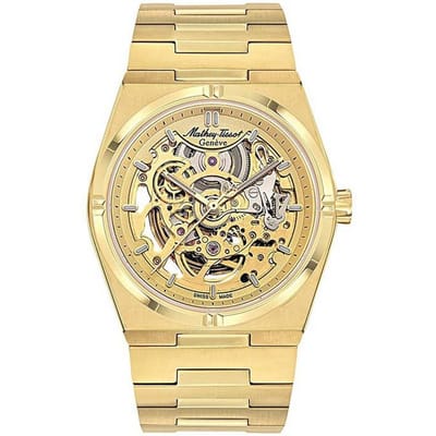 Mathey-Tissot Zeus Skeleton Goudkleurig Roestvrij Staal Champagne Wijzerplaat Automatisch H118CFPDI Herenhorloge champagne