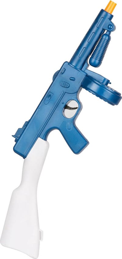 Tommy gun geweer met geluid - blauw - kunststof - 49 cm - maffia gangster verkleed accessoire