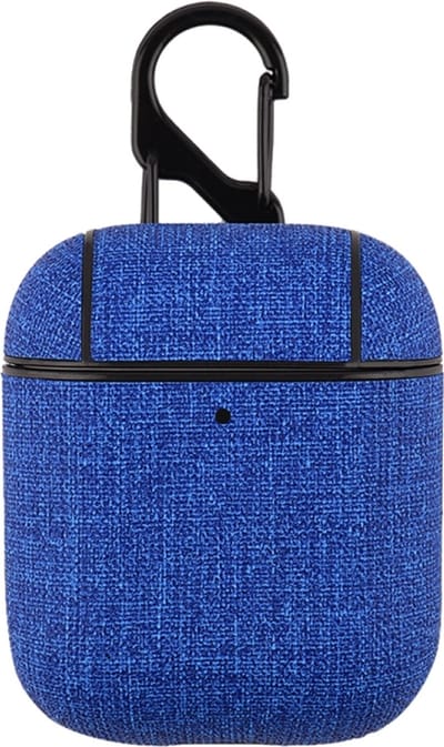 AirPods hoesjes van By Qubix - AirPods 1/2 hoesje - Hard Case - Blauw - Linnen patroon Airpods Case Hoesje voor Airpods Airpods 1 Airpods 2 Hoes