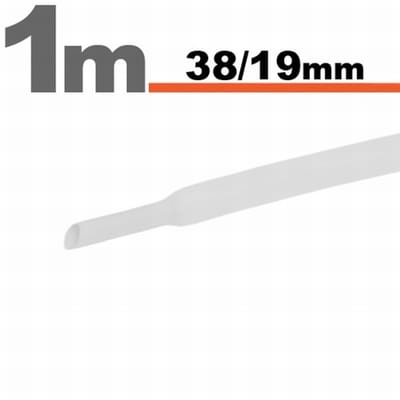 3× 1 Meter Krimpkous Wit 38 / 19 mm – 3 Stukken Van 1 Meter – Grote Warmtekrimpbuis Voor Isolatie En Bescherming – Geschikt Voor Kabelbundels, Elektrische En Industriële Toepassingen [11029W]