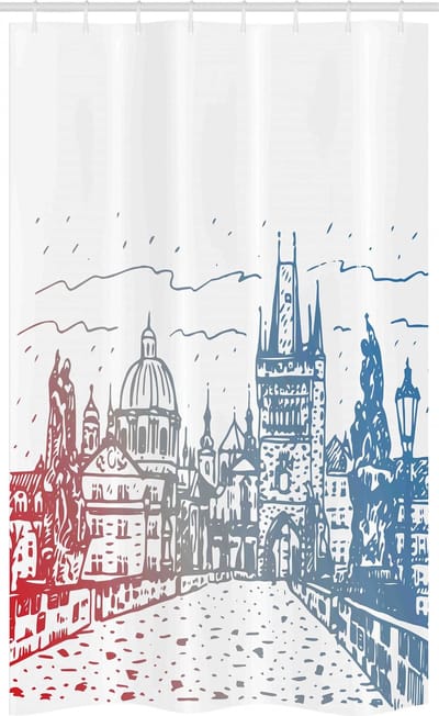 ABAKUHAUS Praag douchegordijn – 120x180 cm – Karelsbrug – Vermiljoenblauw