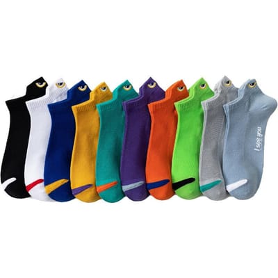 10 paires Chaussettes courtes jacquard pour hommes Anti-odeur Loisirs Transpiration Colorées Été 10pcs blue